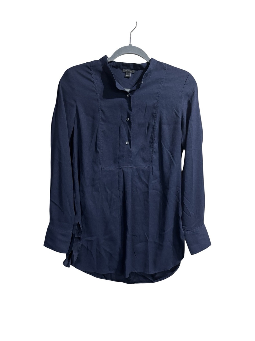 Ann Taylor Navy Blouse Small Button Front Work Top Women